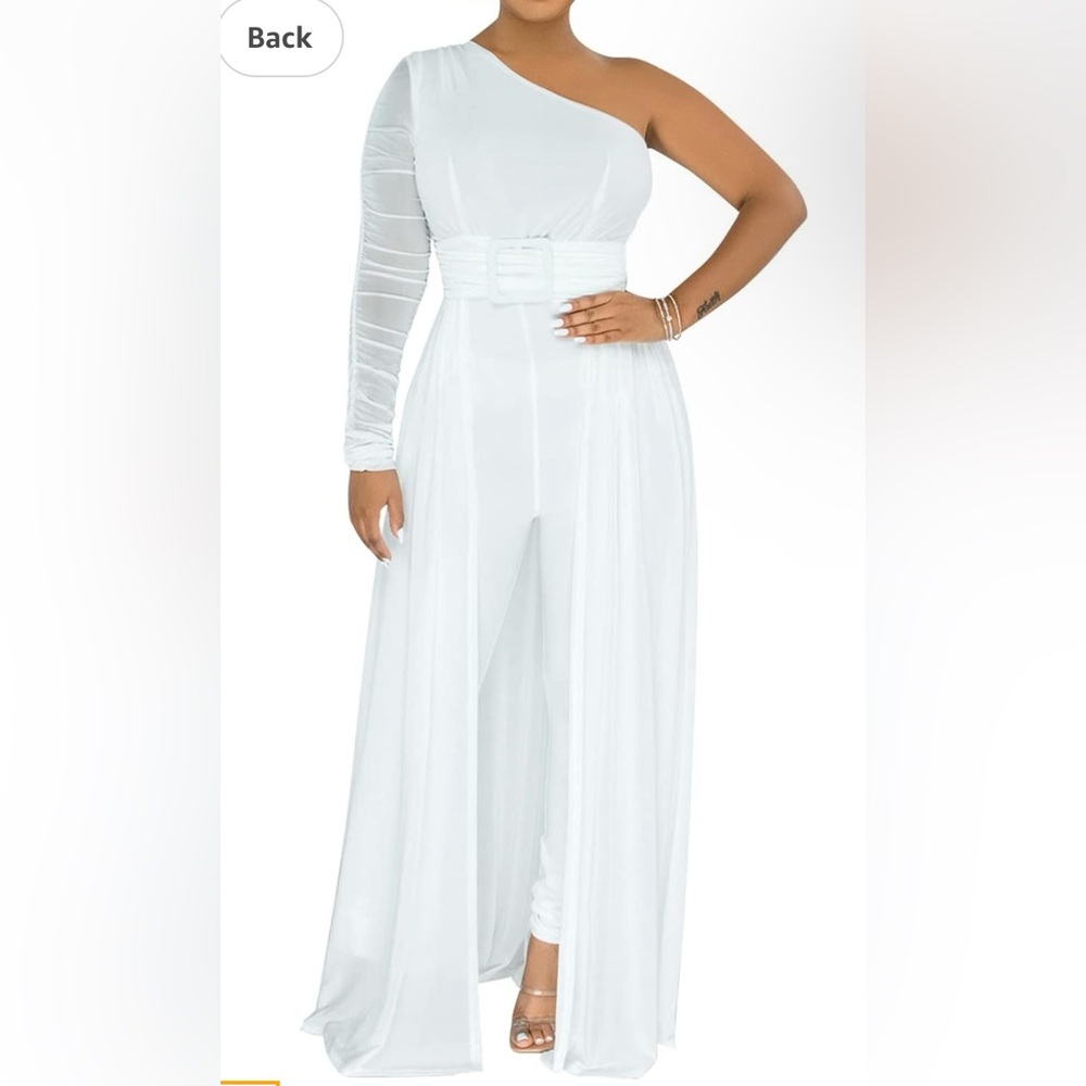 White One Shoulder Jumpsuit, Size XXXL